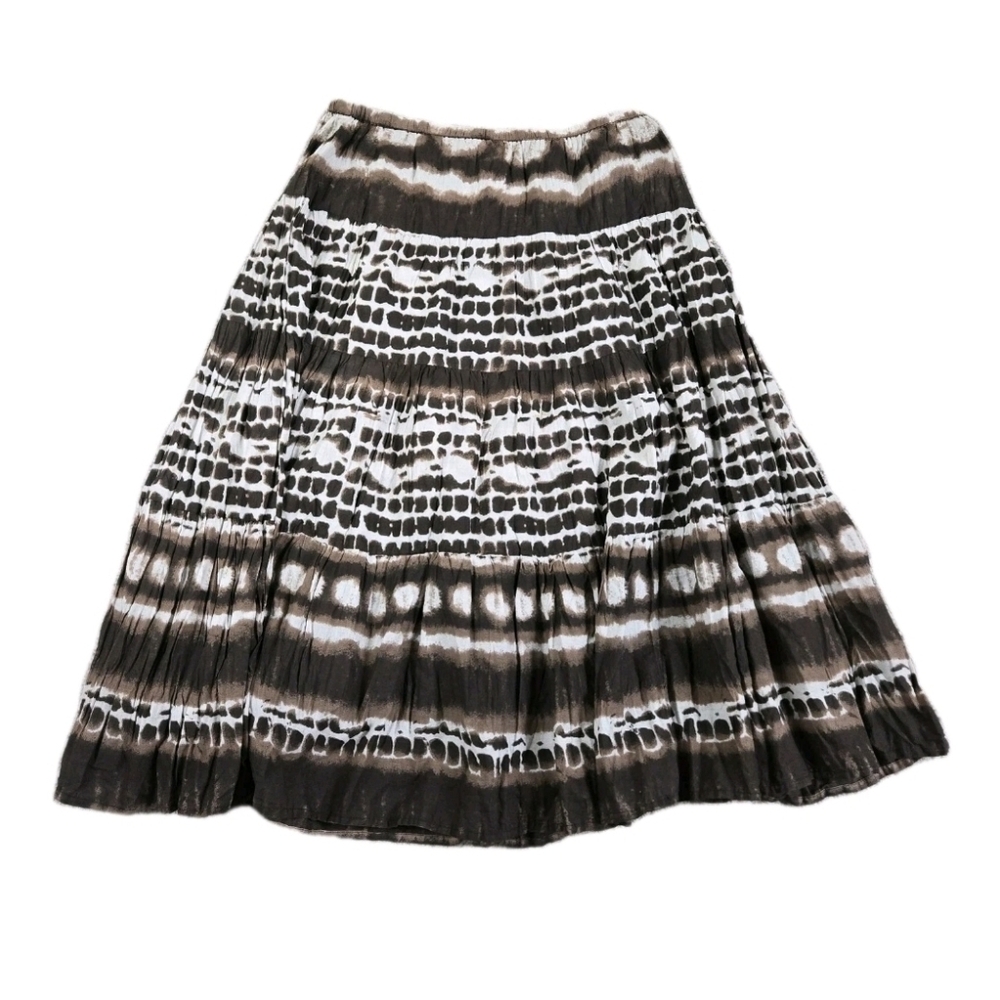 Chocolate Brown Tie Dye Maxi Skirt Cotton Stretchy Pullon Boho Indie Festival